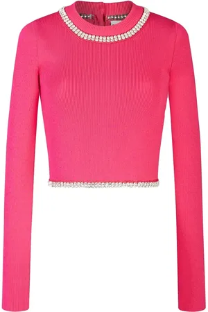 Paco rabanne Rhinestone-embellished ribbed-knit cropped top