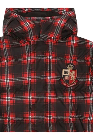 Dolce & Gabbana Long tartan down jacket