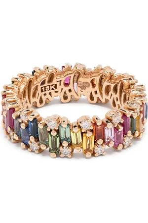 Suzanne Kalan 18kt rose Shimmer Alaia Rainbow sapphire eternity band ring