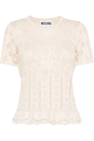 Moschino Ruffle-hem pointelle-knit top