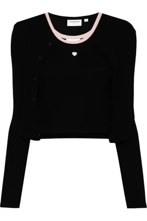 Chocoolate Heart-appliqué cotton cardigan