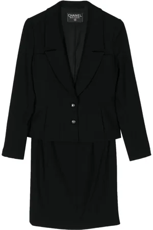 CHANEL 1990s CC wool skirt suit