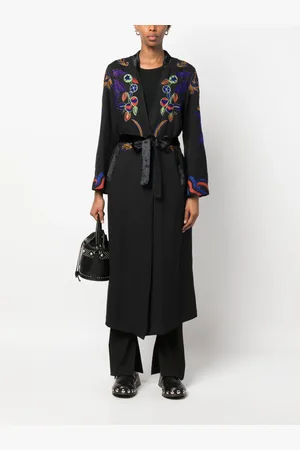 FORTE FORTE Embroidered tied-waist virgin-wool coat