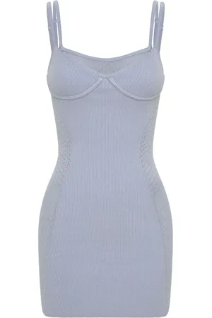 DION LEE Serpent lace-panel ribbed-knit minidress