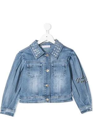 MONNALISA Embroidered Daisy denim jacket