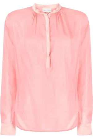 FORTE FORTE Satin-trim semi-sheer shirt