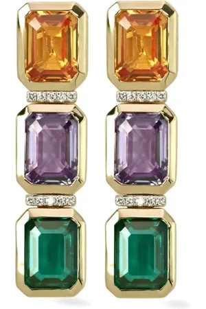 Lark & Berry 14kt yellow Nexus Trio multi-stone drop earrings