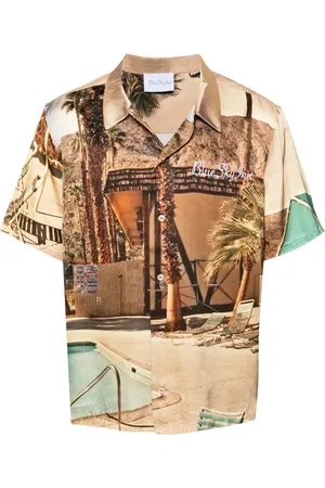 BLUE SKY INN Photograph-print satin shirt