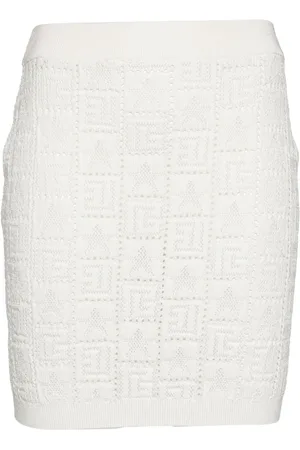 Balmain Pointelle-knit monogram miniskirt