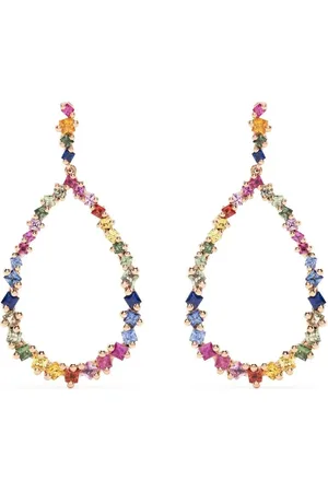Suzanne Kalan 18kt rose Princess Rainbow sapphire pear drop earrings