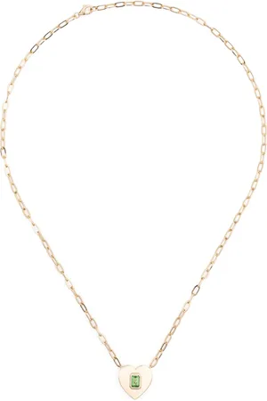Roxanne First 14kt yellow Heart green garnet necklace