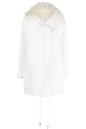 Courrèges Faux fur-trim oversized coat