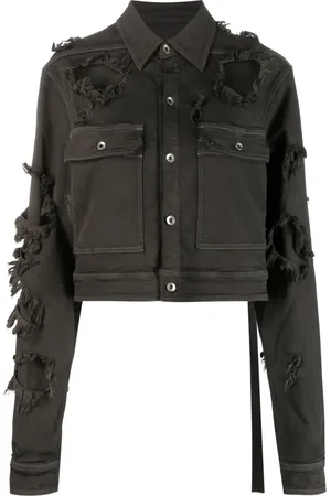 Rick Owens Distressed-effect cropped denim jacket
