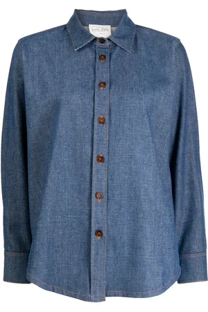 FORTE FORTE Spread-collar chambray shirt