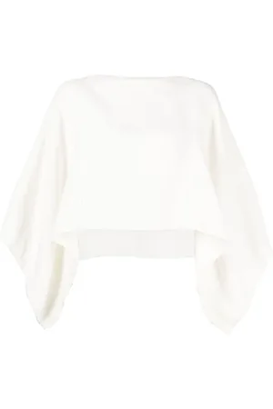 Voz Cropped long-sleeved cape top