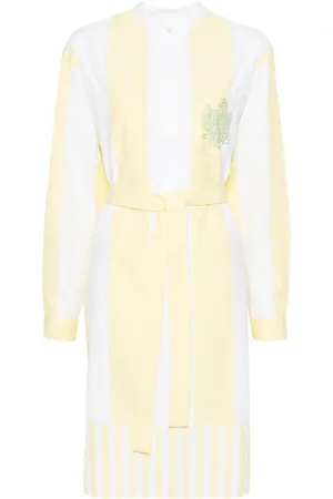 Maison Kitsuné Belted seersucker midi dress