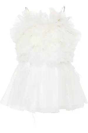 LOULOU Round-neck ruffled minidress