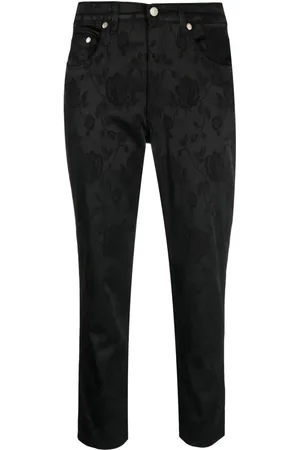 VERSACE 2000s floral-jacquard cropped trousers