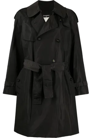 CHANEL 1980s CC-buttons double-breasted trench coat