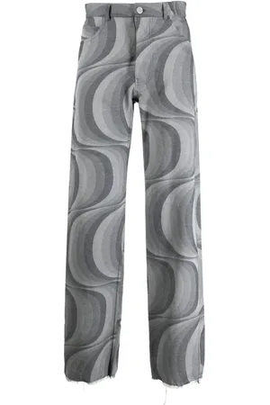 JORDAN LUCA Geometric-pattern faded trousers
