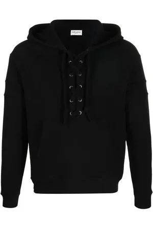Saint Laurent Lace-up organic-cotton hoodie