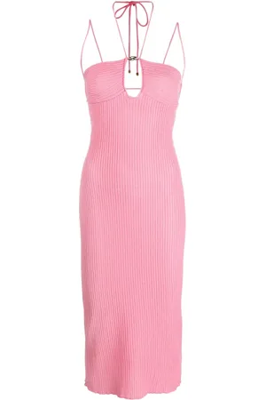 BLUMARINE Logo-plaque ribbed dress