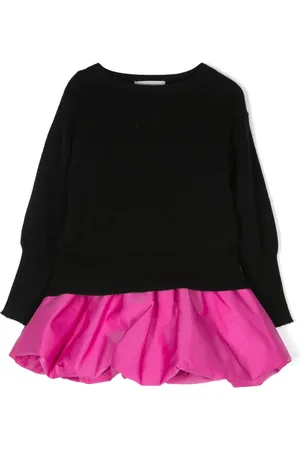 MONNALISA Contrasting-panel long-sleeve dress