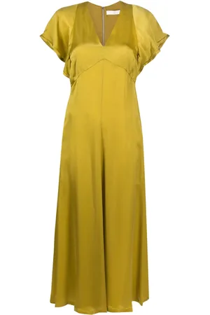 TELA V-neck satin-finish dress