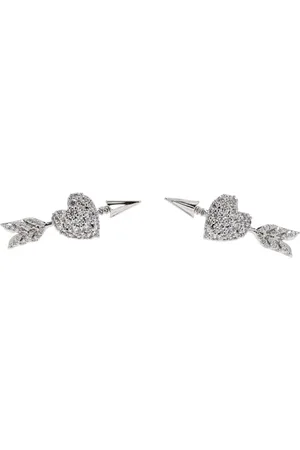 Shushu/Tong Heart-motif stud earrings
