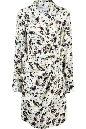 Ganni Long-sleeve floral-print dress