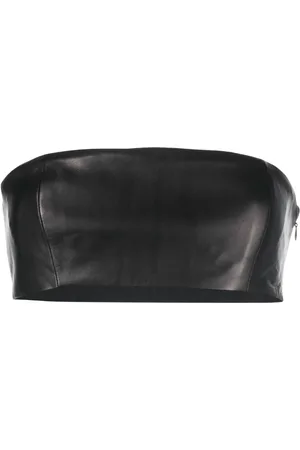 Monot Cropped leather strapless top