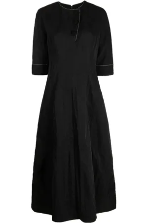SHIATZY CHEN Floral-button half-sleeve midi dress