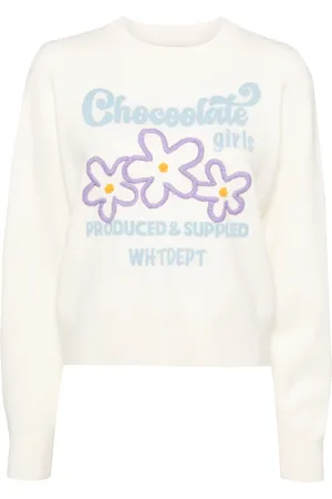 Chocoolate Floral embroidery crew-neck jumpers