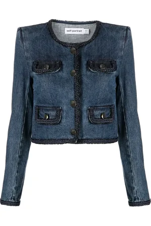 Self-Portrait Braid-trim denim jacket