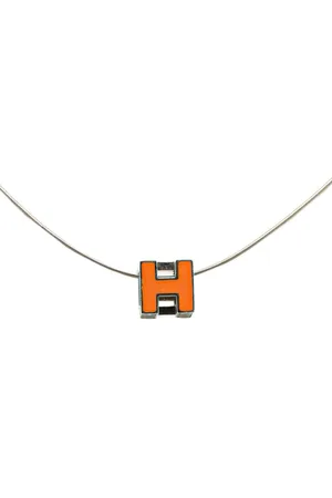 Hermès 1990-2024 Palladium Plated Cage dH Cube Necklace costume necklace