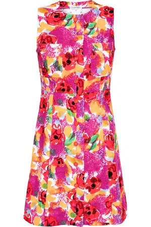CHANEL 1997 floral-print cotton minidress