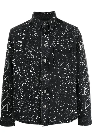 OFF-WHITE Diag-stripe paint-splatter denim shirt