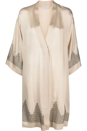 CARINE GILSON Calais-Caudry lace silk robe