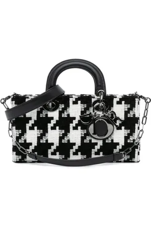 Dior 2022 Medium Canvas Macro Houndstooth Lady D Joy satchel
