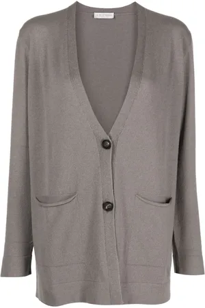 LE TRICOT PERUGIA V-neck fine-ribbed cardigan