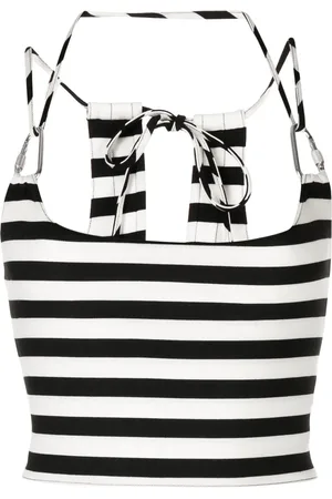 MONSE Striped halterneck cropped top