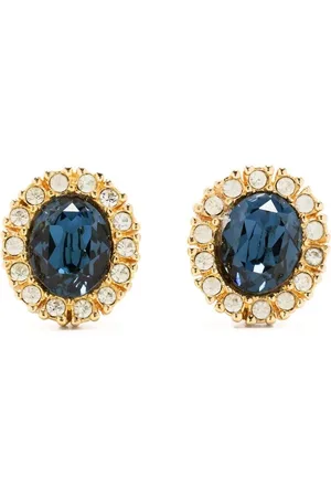 Dior 1980s stone-embellished oval earrings