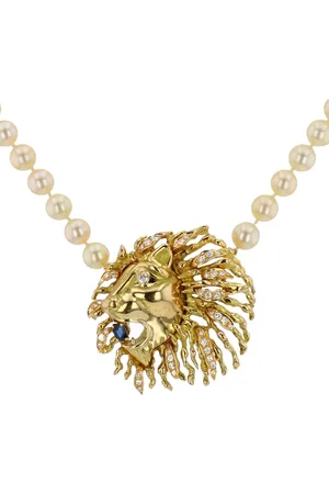 CHAUMET 1970s lion head pearl necklace