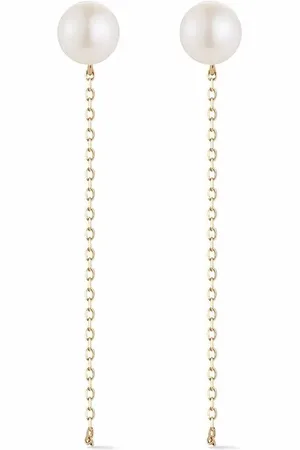 Mateo 14kt yellow pearl chain drop earrings