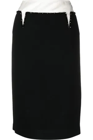 Nº21 Crystal-embellished wool-blend pencil skirt