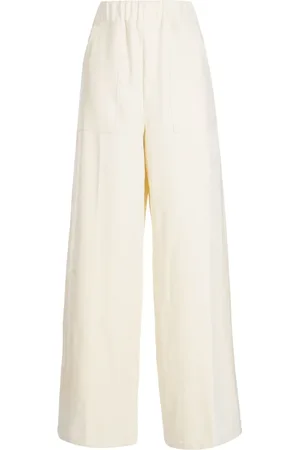 SYSTEM Elasticated-waistband velvet-finish flared trousers