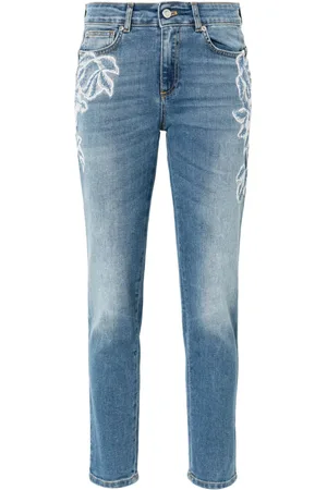 Ermanno Firenze Floral-embroidery skinny jeans