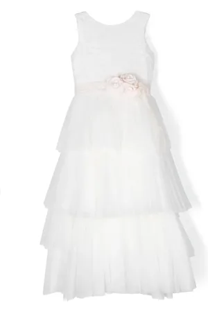 Mimilù Floral-appliqué tulle dress