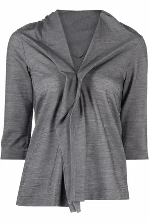 YOHJI YAMAMOTO 2000s gathered V-neck shirt