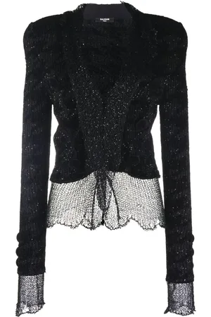 Balmain Sheer tie-front knit jacket